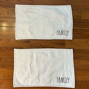 Rae Dunn “Family” Cloth Placemats Set Of 2 Farmhouse Neutral Decor Farmhouse